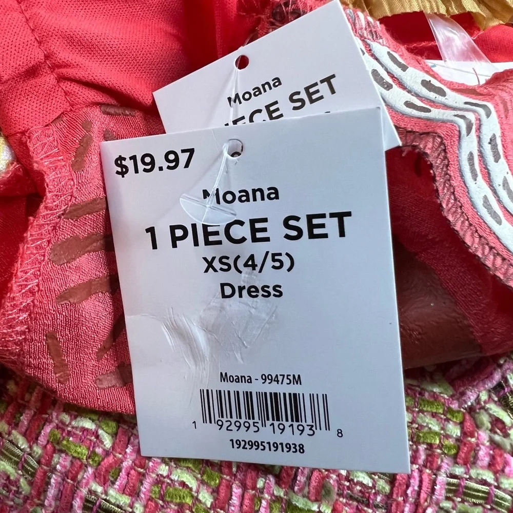 Disney Moana Girls Costume Dress One Shoulder Tribal Print Size XS (4-5)